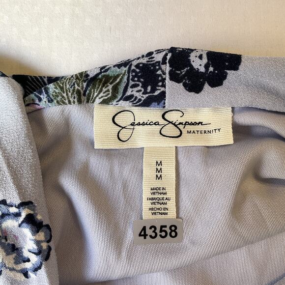 Jessica Simpson Maternity Women Maxi Dress M Lavender Floral Wrap 3/4 Sleeve - Picture 2 of 10